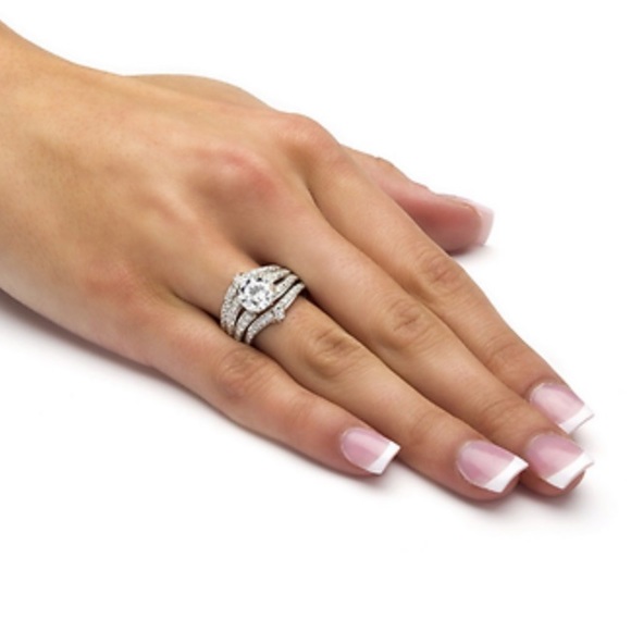 NEW 925 Sterling Silver3 pcs Engaged Rings - Picture 2 of 7